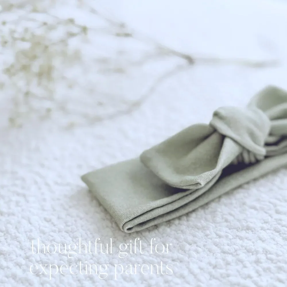 Organic Cotton Bow For Baby | Sustainable Headband | Earthy Sage | Minimalist